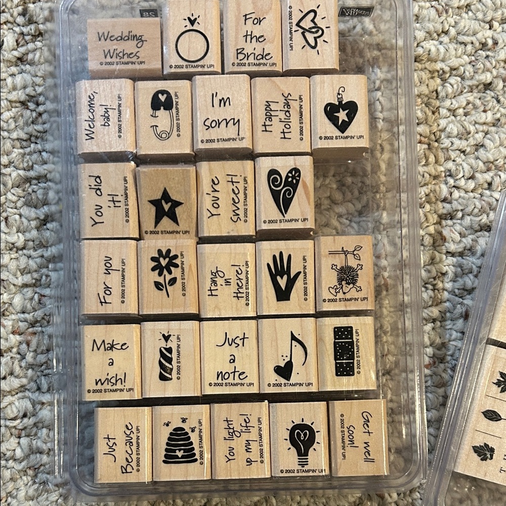 Stampin' Up! wooden mini sentiment and icon stamp set - Mini Mates